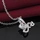 Silver Plated Brass Cubic Zirconia Love Pendant Necklaces For Valentine's Day Gift NJEW-BB09485-3