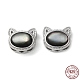 Cat Shape Rhodium Plated 925 Sterling Silver Beads STER-D005-01P-1