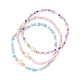 Set di braccialetti elasticizzati con perle naturali e semi di 3 pezzo in 3 colori BJEW-JB09437-1