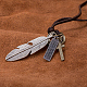 Регулируемые ретро сплав цинка подвеска и кожаный шнур Lariat ожерелья для мужчин NJEW-BB15987-B-6