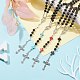 Halskette aus synthetischen Rosenkranzperlen aus Türkis und Holz NJEW-JN04431-2