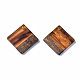 Transparent Resin & Walnut Wood Pendants RESI-T035-31C-2