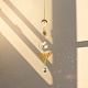 ガラスのサンキャッチャー  真鍮の蝶風鈴吊りペンダント装飾  ゴールドカラー  390mm PW-WG84809-05-1