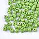 ガラスシードビーズ  不透明色  ラウンド  薄緑  5~6x3~5mm  穴：1.2~2mm  約2500個/袋 SEED-Q025-5mm-O02-2