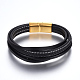 Leather Cord Multi-Strand Bracelets BJEW-E352-40G-1