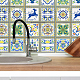 防水ポリ塩化ビニールのタイルのステッカー  キッチン・バスルーム防水壁タイル用  花模様の正方形  グリーン  100x100mm  12スタイル  3個/スタイル  36個/セット DIY-WH0454-006-6
