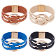 Anattasoul 4 Stück 4 Farben mehrsträngige Armbänder aus PU-Leder mit Magnetverschlüssen BJEW-AN0001-77-1