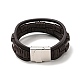 Microfiber Leather Braided Multi-strand Bracelet with 201 Stainless Steel Clasp for Men Women BJEW-C021-06-P-2