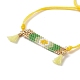 Rectangle de graine japonais fait à la main avec bracelet de perles tressées à maillons de fleurs BJEW-MZ00014-02-2