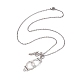 Menottes avec collier pendentif en alliage mot liberté NJEW-JN04470-4