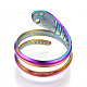 304 ステンレス製スネークツイストリング  調節可能なリング  女性の女の子のためのラップリング  虹色  usサイズ6（16.9mm） RJEW-N038-114M-4