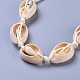 Verstellbare geflochtene Perlenarmbänder aus Kaurimuschel X-BJEW-JB04272-04-3
