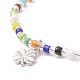 Bracelet extensible en perles de rocaille colorées avec breloques en laiton pour femme BJEW-JB09218-02-4