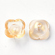Bouchons de perles en verre peint à la bombe transparent à 4 pétale GGLA-S054-009B-01-2