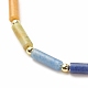 Bracelet de cheville perlé de colonne de pierres précieuses mélangées naturelles avec des chaînes de trombones en laiton pour les femmes AJEW-AN00494-4