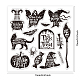 GLOBLELAND Happy Halloween Silhouette Clear Stamps for DIY Scrapbooking Ghost Witch Silicone Clear Stamp Seals 5.9x5.9inch Transparent Stamps for Cards Making Photo Album Journal Home Decoration DIY-WH0372-0015-6