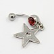 Body Jewelry Star Alloy Rhinestone Navel Ring Belly Rings RB-D073-03-3