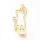合金子猫オープンバックベゼルペンダント  UVレジンDIY用  エポキシ樹脂  プレスジュエリー  猫  ゴールドカラー  47.5x20x3mm  穴：2.5mm PALLOY-R098-18G-3