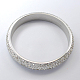 ファッション304のステンレス鋼の結婚式のダイヤモンドの腕輪  ラインストーンビーズで  プラチナ  65mm BJEW-R162-4-1