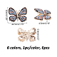 Chgcraft 6 pz 6 colori spilla a farfalla pin set spilla a farfalla con strass pin distintivo farfalla multicolore pin per sciarpa camicie abiti abito da sposa JEWB-CA0001-16-2