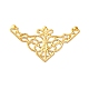 アイアン製フィリグリー透かしコネクター  エッチングされた金属装飾  花のある角の形  ゴールドカラー  26x48x0.5mm FIND-B020-15G-2
