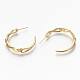 Brass Micro Pave Clear Cubic Zirconia Half Hoop Earrings KK-R117-052-NF-2