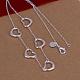 Trendy Silver Color Plated Brass Five Heart Pendant Necklaces For Women NJEW-BB12766-3