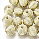 Wood Beads Covered with Polyester Cord Wire WOVE-S117-14mm-04-2