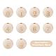 Olycraft 50PCS Number 0 to 9 Unfinished Natural Wood European Beads WOOD-OC0001-70-2