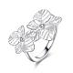 Laiton argenté zircone cubique fleurs anneaux de mariage pour les femmes RJEW-BB00711-7-1