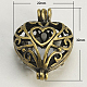 Antique Bronze Brass Hollow Heart Cage Pendants X-KK-G192-AB-NF-1