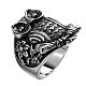 Punk Rock Style Men's 316L Surgical Stainless Steel Owl Wide Band Rings RJEW-BB06648-10-2