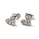 Heart 304 Stainless Steel Rhinestone Stud Earrings EJEW-A081-15P-02-1