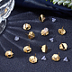 Beebeecraft 20Pcs/Box Irregular Round Stud Earring Findings 18K Gold Plated Fold Flat Round Earring Posts with Loop and Clear Ear Nuts for DIY Jewelry Making KK-BBC0002-79-4