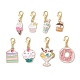 8 шт. подвеска из эмалевого сплава в виде десерта HJEW-JM03193-2