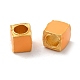 マットゴールドカラー 925 スターリングシルバービーズ  エナメル  正方形  オレンジ  5x5x5mm  穴：3mm STER-M113-23B-04MG-2