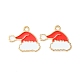 クリスマス合金エナメルペンダント  ライトゴールド  クリスマスの帽子のチャーム  レッド  18x21.5x1mm  穴：1.8mm ENAM-D047-09LG-06-2
