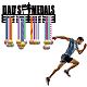 CREATCABIN Dad's Medals Medal Hangers Display Running Medal Holder Rack Sports Metal Hanging Athlete Awards Iron Wall Mount Decor over 60+ Medals for Running Race Marathon Football Black 15.7x5.9 Inch ODIS-WH0037-143-7