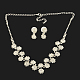 Fashionable Wedding Flower Rhinestone Necklace and Stud Earring Jewelry Sets SJEW-R046-01-3
