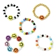 5pcs 5 styles visage souriant acrylique et ensemble d'anneaux extensibles en graines de verre RJEW-TA00071-1