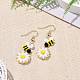 Glass Seed Braided Bee with Flower Dangle Earrings EJEW-MZ00025-3