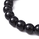 Bracelet extensible en perles rondes en pierre noire synthétique BJEW-JB09745-01-4