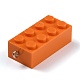 オペークアクリルパーツ  プラチナ鉄ループ付き  長い長方形のビルディングブロックチャーム  オレンジ  36x16x11.5mm  穴：1.5mm MACR-B0001-02G-3