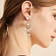 Shell Pearl Beaded Tassel Chandelier Earrings EJEW-TA00218-3