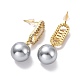 Orecchini pendenti ovali con zirconi trasparenti con perle di plastica EJEW-A072-11LG-B-2