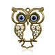 Nickel Free Antique Bronze Plated Alloy Rhinestone Owl Big Pendants ALRI-J005A-01AB-NF-1
