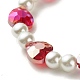 Bracciale elasticizzato con perle di vetro a cuore scintillante per bambini BJEW-JB07186-6