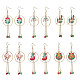 6 пара 6 стильных серег-подвесок из сплава и эмали с рождественской тематикой EJEW-JE06560-2