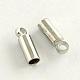 真鍮製コードエンドパーツ  エンドキャップ  カドミウムフリー＆鉛フリー  コラム  プラチナ  9x5mm  穴：2mm  4.5mm内径 KK-R011-05-P-1