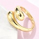 Латунная каплевидная открытая манжета для женщин RJEW-M148-03G-3